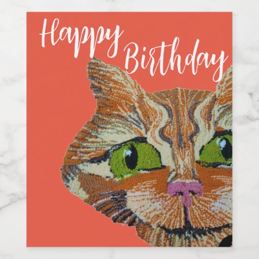 oranje kat wijn etiket (Enkel label)