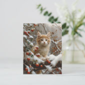 Oranje kat winterbessen  briefkaart (Staand voorkant)