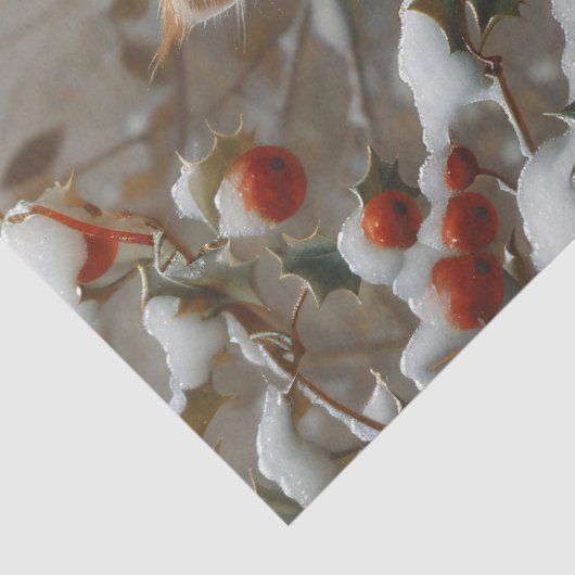 Oranje kat winterbessen decoupage tissuepapier (Detail)