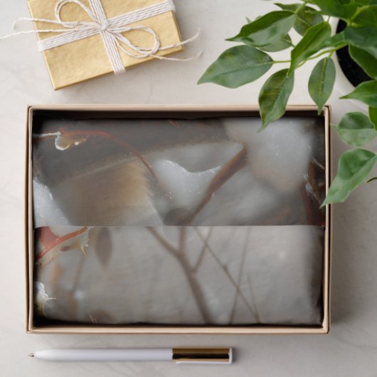 Oranje kat winterbessen decoupage tissuepapier (Geschenk)