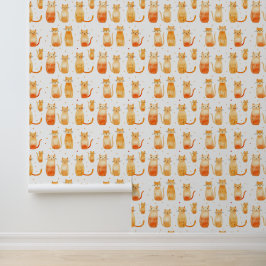Oranje katachtigen behang