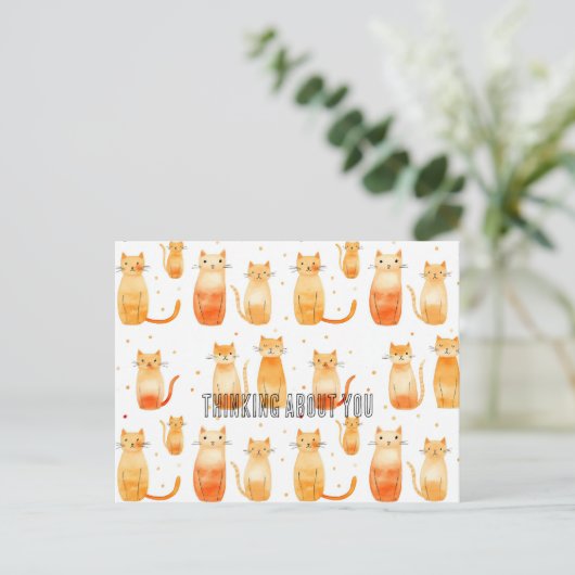 Oranje katachtigen briefkaart (Staand voorkant)