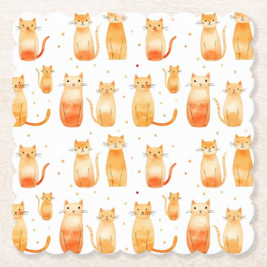 Oranje katachtigen kartonnen onderzetters (Voorkant)