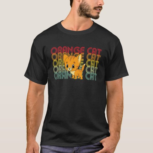 Oranje Katje Cute Kitty Kat T-shirt (Voorkant)
