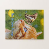 Oranje Katje Gestreepte Vlinder Legpuzzel (Horizontaal)