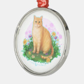 Oranje katje in de ventilatorpleister metalen ornament (Links)