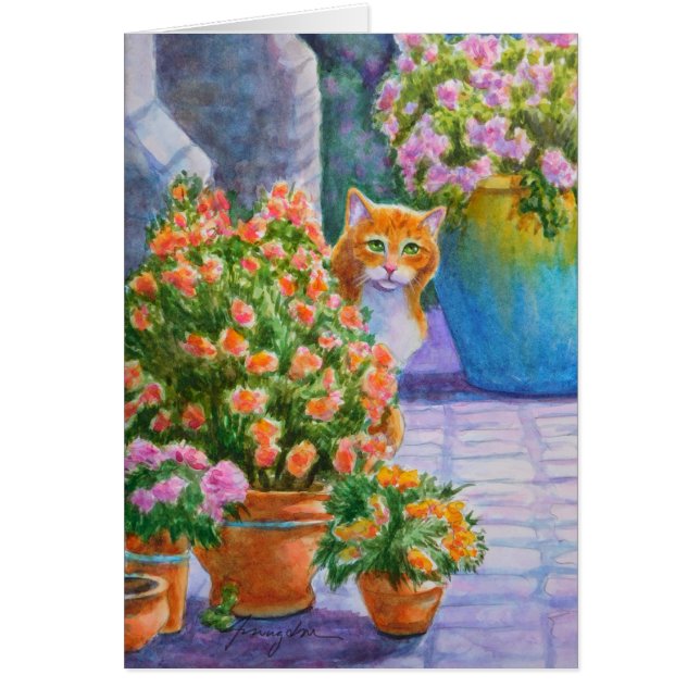 Oranje katje met bloemen (Voorkant)