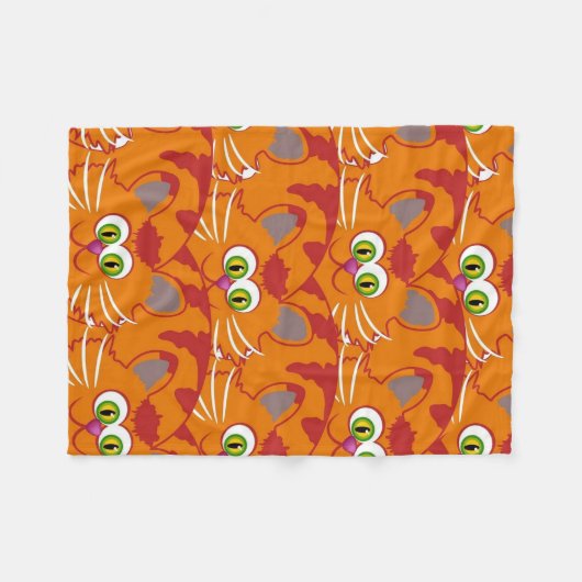 Oranje katje met Schattige groene ogen Fleece Deken (Voorkant (Horizontaal))