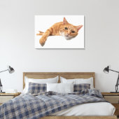Oranje kattebakje omlaag canvas afdruk (Insitu (Slaapkamer))