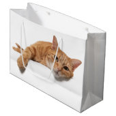 Oranje kattebakje omlaag groot cadeauzakje (Voorkant Gekanteld)