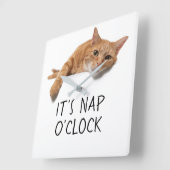 Oranje kattebakje omlaag vierkante klok (Hoek)