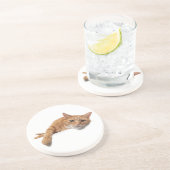 Oranje kattebakje omlaag zandsteen onderzetter (Zijkant)