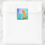 Oranje kattebloemen Creationarts Square Sticker (Tas)