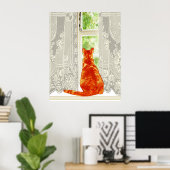 Oranje katten die uit de traditionele kunst van he poster (Thuiskantoor)
