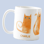 Oranje katten gepersonaliseerd koffiemok<br><div class="desc">Grappige kleine waterverf oranje gemberkatten. Originele versie door Nic Squirrell. Perfect voor dierenvrienden. Verander de naam om te personaliseren.</div>