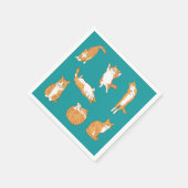 Oranje katten grappig servet (Hoek)