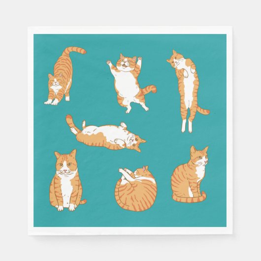 Oranje katten grappig servet (Voorkant)
