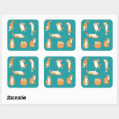 Oranje katten grappig vierkante sticker (Vel)