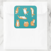 Oranje katten grappig vierkante sticker (Tas)