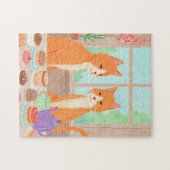Oranje katten & theepartij legpuzzel (Horizontaal)