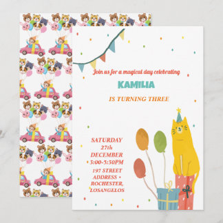 oranje katten Verjaardagsuitnodiging Kaart