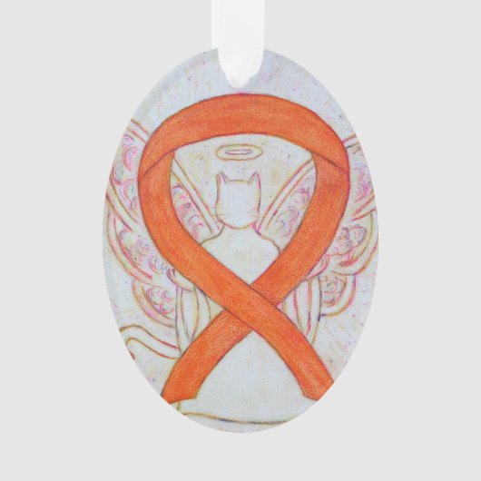 Oranje Kattenbewustwording Ribbon Angel Ornament (voorkant)