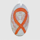 Oranje Kattenbewustwording Ribbon Angel Ornament (voorkant)