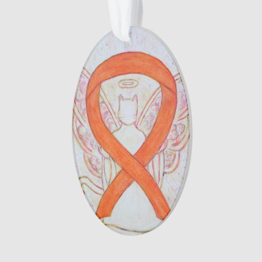 Oranje Kattenbewustwording Ribbon Angel Ornament (voorkant)