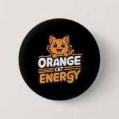 Oranje kattenenergie ronde button 5,7 cm (Voorkant)