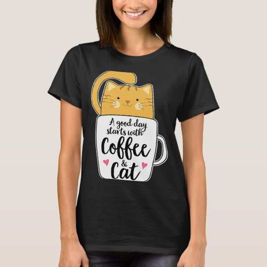 Oranje kattenkat Mok kat T-shirt (Voorkant)