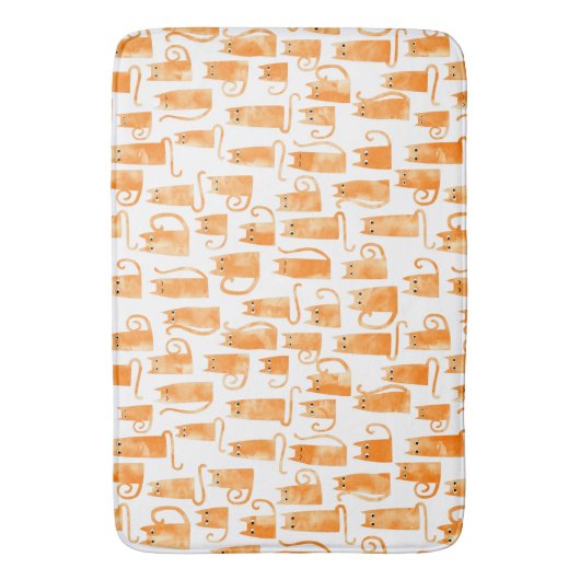 Oranje kattenpatroon badmat (Voorkant Verticaal)