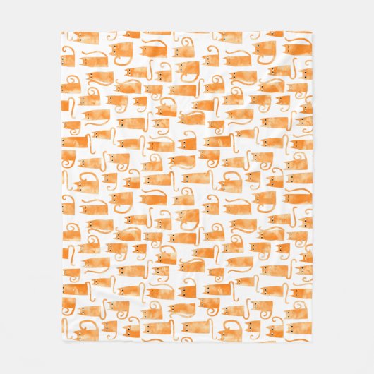 Oranje kattenpatroon fleece deken (Voorkant)
