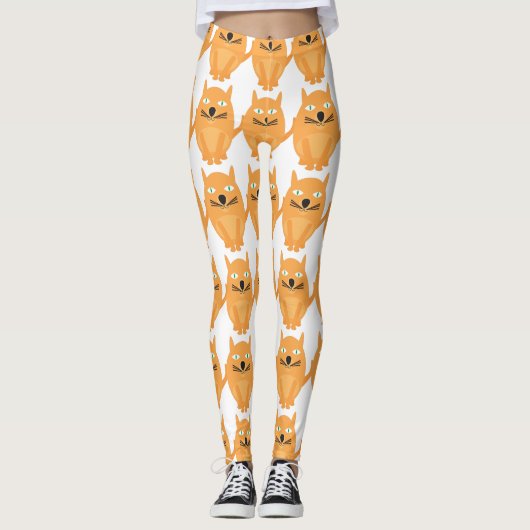 Oranje kattenpatroon leggings (Voorkant)