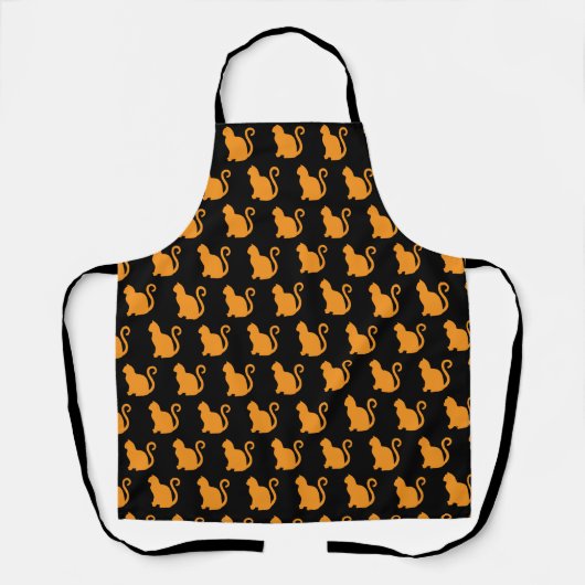 Oranje kattenpatroon schort (Voorkant)