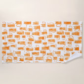 Oranje kattenpatroon strandlaken (Voorkant)