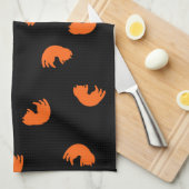 Oranje kattenpatroon theedoek (Quarter Fold)