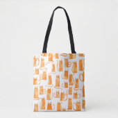 Oranje kattenpatroon tote bag (Voorkant)