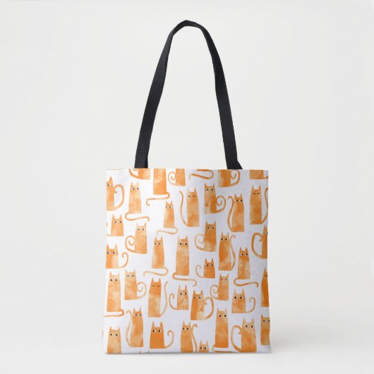 Oranje kattenpatroon tote bag (Voorkant)