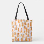 Oranje kattenpatroon tote bag (Achterkant)