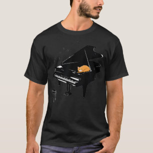 Oranje kattenspel Piano Music Lover Funny T-shirt