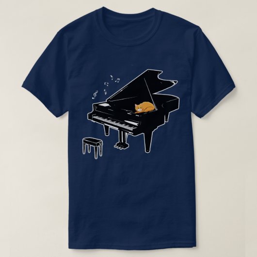 Oranje kattenspel Piano Music Lover Funny T T-shirt (Design voorkant)
