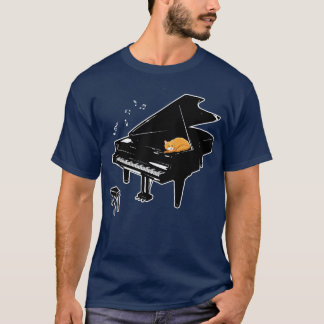 Oranje kattenspel Piano Music Lover Funny T T-shirt