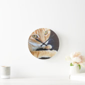 Oranje kattenstolling ronde klok (Huis)
