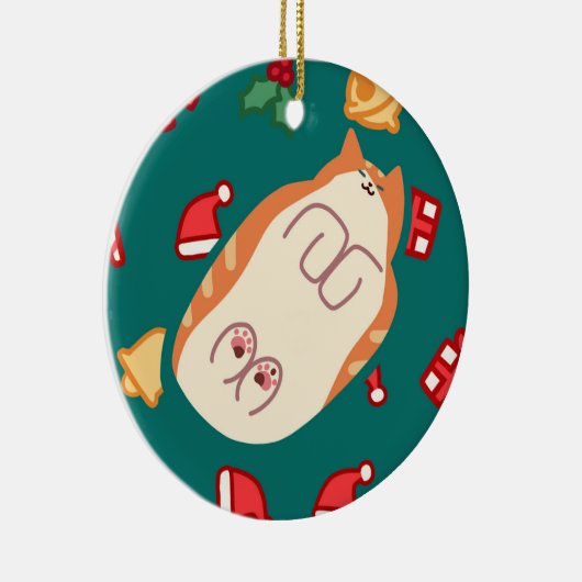 Oranje kattenversiering keramisch ornament (Rechts)