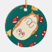 Oranje kattenversiering keramisch ornament (Voorkant)