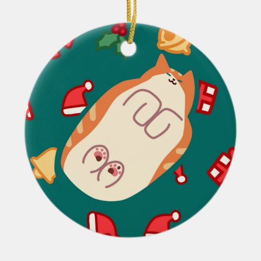 Oranje kattenversiering keramisch ornament (Voorkant)