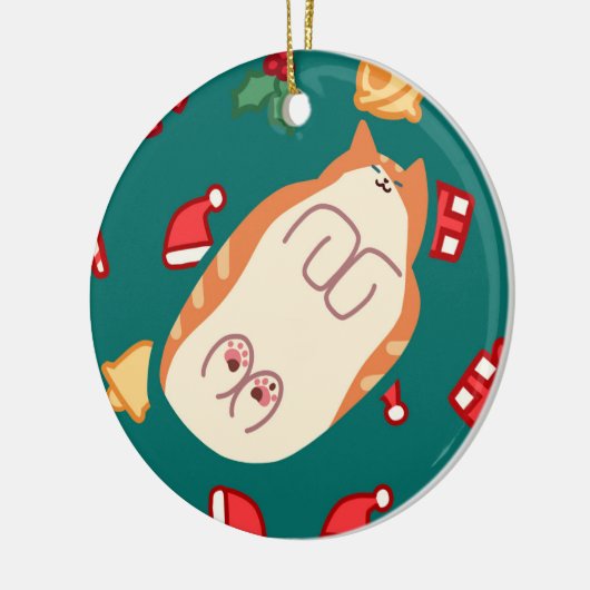 Oranje kattenversiering keramisch ornament (Links)