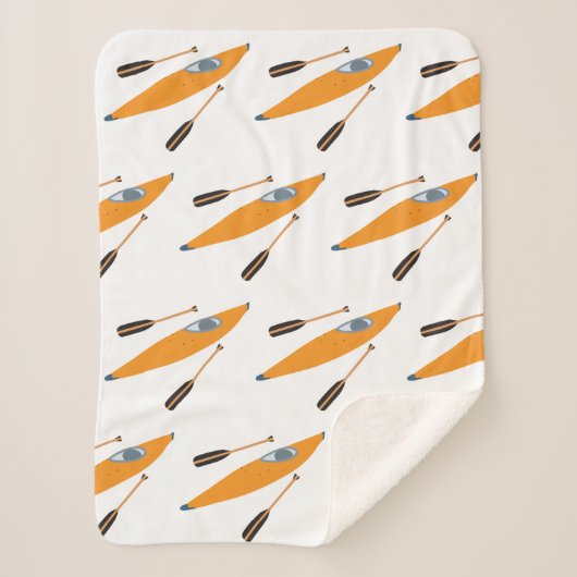 Oranje Kayak met oars Sherpa Deken (Voorkant)