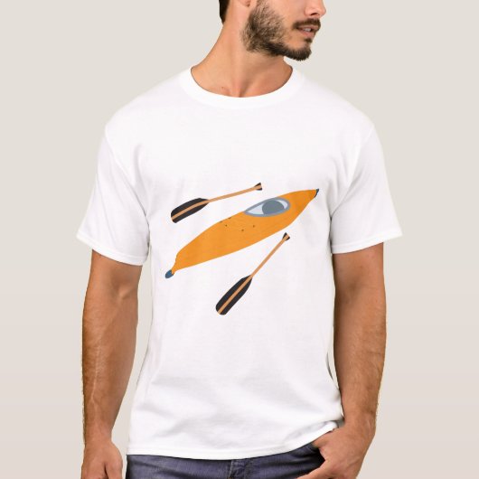 Oranje Kayak met oars T-shirt (Voorkant)