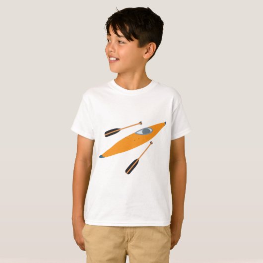 Oranje Kayak met oars T-shirt (Voorkant volledig)